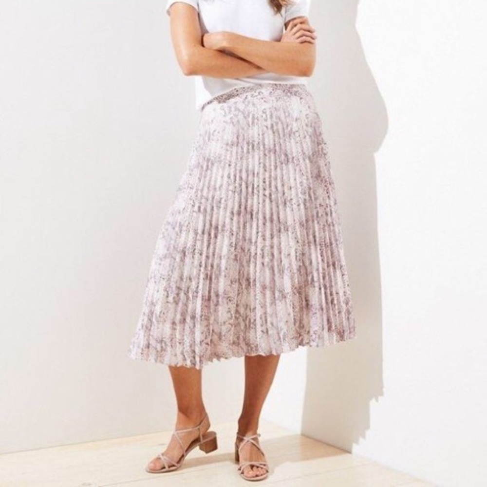 NWT LOFT pleated snake print midi skirt